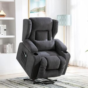 Fotel relaksacyjny COMHOMA – szary, masaż, podgrzewanie, regulowane oparcie i podnóżek.