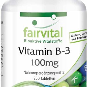 Witamina B3 Flush Free Niacyna 250 mg Wysoka Dawka Vegan 90 Tabletek