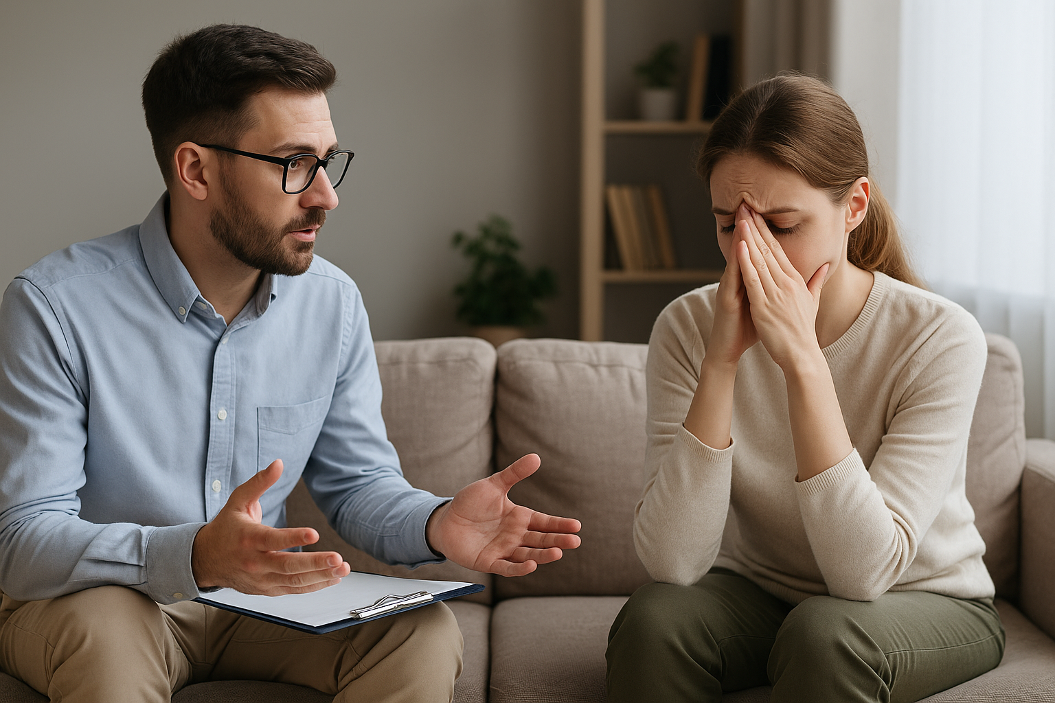 Psychoterapeuta w trakcie sesji z klientem